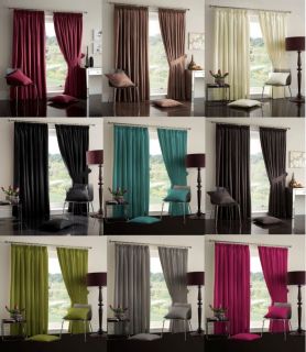   Luxury Faux Silk Pencil Pleat Fully Lined Curtains Matching Tie