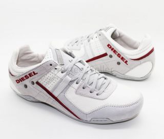 NIB DIESEL Brand Mens Korbin II High Rise White Red Fashion Shoes 
