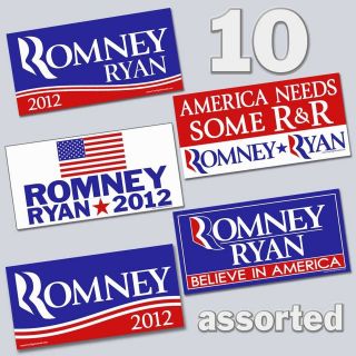 10 Pack Bumper Stickers     MITT ROMNEY     Anti Obama 2012 Republican 