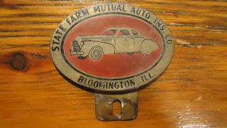 Vintage (not NOS) State Farm Mutual Insurance license plate topper 