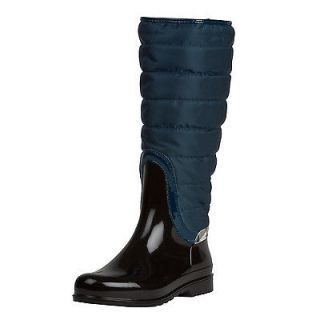 Burberry Womens Blue Quilted Insulated Rubber Rain Boots Size US 8 EU 