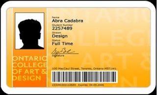 College of Art and Design Student ID Card Fake Card