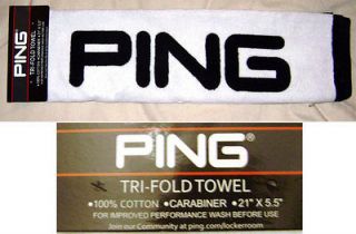 2012 Ping Golf TRIFOLD Towel   21 x 5.5   BRAND NEW   WHITE Color 