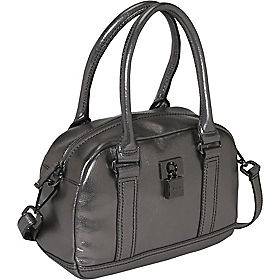 CALVIN KLEIN Leather Handbag Satchel Shoulder Bag Pewter Silver 