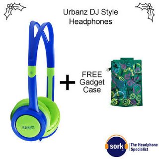   Childrens Kids DJ Style Headphones Green + FREE iPod Phone Camera Case