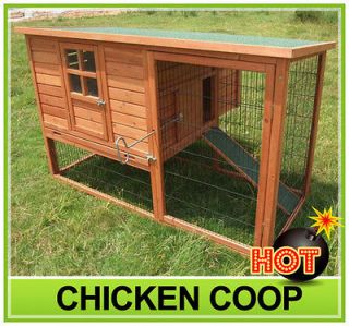   Wood Chicken Coop Poultry Hen House Feeder Rabbit Hutch 3 Models