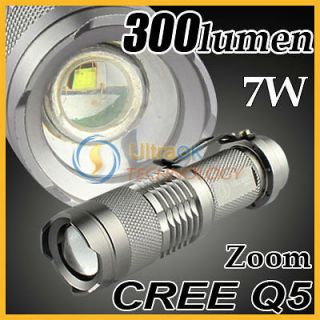 CREE Q5 LED 7 W can be adjust beam Zoom In/Out 300lumens Mini 