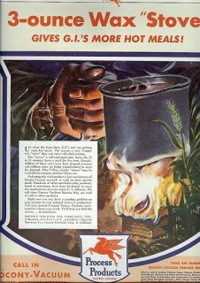 1944 SONOCY VACUUM WWII~GIs w/Wax Stove AD~40s War