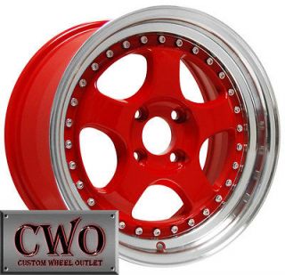 15 Red Konig Candy Wheels Rims 4x100 4 Lug Civic Mini Miata G5 Cobalt 