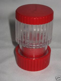 unused Red Clear Plastic Pill Tablet Crusher Divided Holder 3 1/4