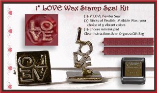 LOVE 1 Sealing Wax Stamp Kit  Seal, 2 Wax Stix, Inkpad in a Gift Bag 