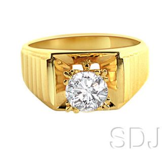 REAL LOVE 18K SOLID GOLD MENS DIAMOND SOLITAIRE RING