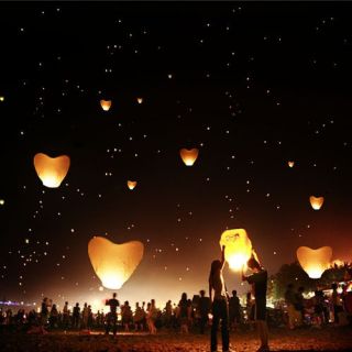   Heart shaped Lanterns Chinese lamp sky candle wishing wedding Party