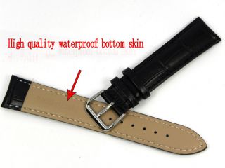   Black High Quality Genuine Leather waterproof Watchband Strap A72 H 1