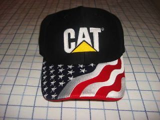 MENS NATIONAL AMERICAN FLAG CAT CAP HAT CATERPILLAR BLK