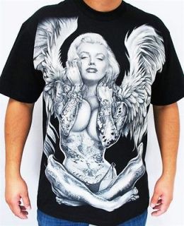 Club Urban Angel T Shirt Black Hip hop mens clothing tattoo gangster 
