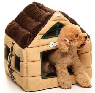 Pet Dog Cat Chocolate House Bed Kennel 48x45x50cm M