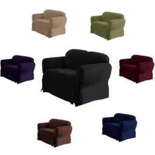   Luxury Micro Suede Sofa Loveseat Arm Chair Slip Cover Couch New Black