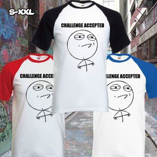 Baseball T Shirt Challenge Accepted funny meme Printed Gift/Novelty T 