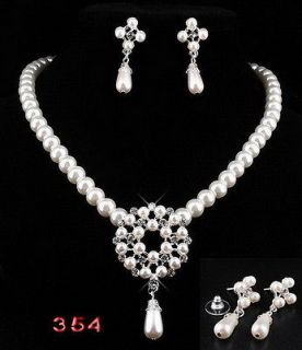 Flower Ringed Drop Jewelry set Necklace Dangle Earrings With Imitate 