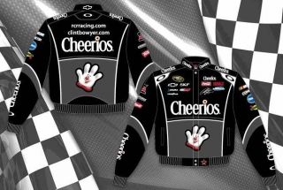 2011 Clint Bowyer Cheerios Black Gray NASCAR Racing Jacket Coat Adult 