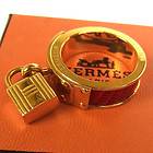 Authentic HERMES Gold Kelly Scarf Ring Lizard Accessories With Box 