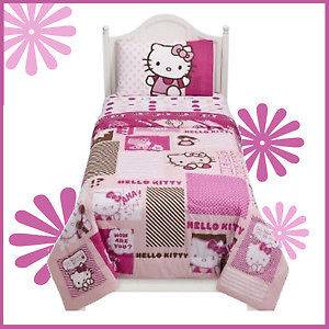 Hello Kitty Collage Kitty 4 Piece Twin Comforter Sheet Set