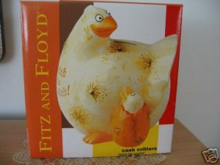 FITZ & FLOYD CASH CRITTERS BANK*HEN AND CHICK*CERAMIC*