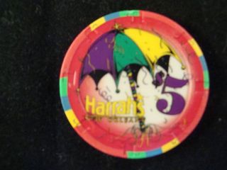 Harrahs New Orleans $5.00 Casino House Chip Blackjack Poker Roulette 
