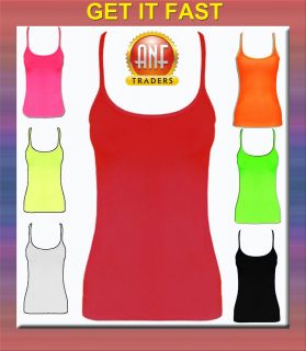Girls Neon Colours Lycra Stretchy Vest Tops Fancy Dress Costume