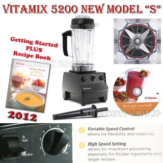 NEW Blender Vitamix 5200 Black 64oz Container +Recipe book&DVD,Tamper 