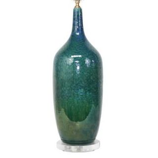 Blue Green Drip Glaze HAEGER Pottery Lamp Mid Century Danish Modern 
