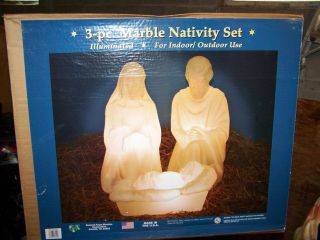   WHITE Marble NATIVITY SET BLOWMOLD JESUS/ MARY/JOSEPH 28 Christmas