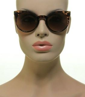   Fashion Style Sunglasses Retro Round Cat Eyes Brown Tortoise Frame