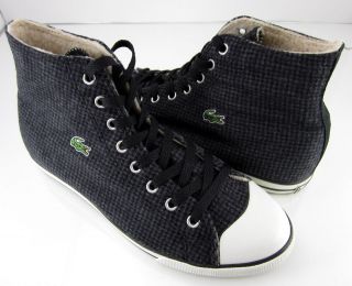 LaCoste Shoes L27 Hi 4 SRM Textured Canvas/Wool Black/White Sneakers 