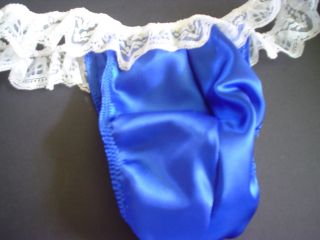 Mens Shiny Satin Ruffle G string Thong s m l or xl Color options New 