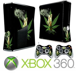 xbox 360 slim cannabis girl skin + 2 pad skins