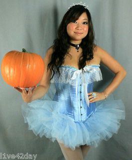 Sexy Cinder Girl Corset Costume Halloween S M L Blue Princess Tiara 