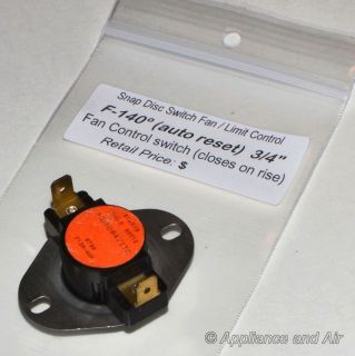   low Limit Fan Switch F140 Gas/Pellet Stove Englander Envirofire Earth