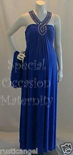 New Long Cleo Royal Blue Beaded Maternity Dress MEDIUM Formal 