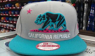 NEW ERA 9FIFTY CALIFORNIA REPUBLIC SNAPBACK CAP, HAT GREY / TEAL