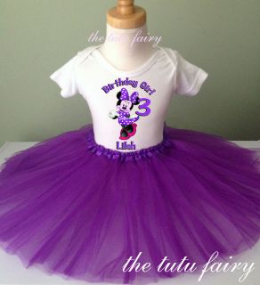  Birthday Girl Outfit purple tutu & shirt t shirt set name 1st 2t 3t