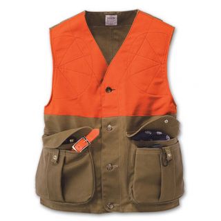 Filson Mens Tin Cloth Upland Hunting Vest with Blaze Orange New