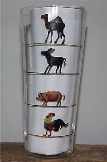 Depression Painted Glass, drink and be a camel, mule, pig, rooster 