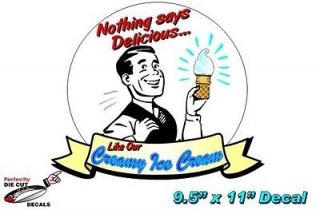 RETRO Ice Cream 9.5x11 Decal for Ice Cream Parlor or Truck Sign or 