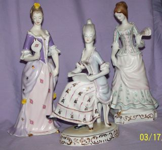 Hungarian Hollohaza Porcelain Lady lot 3 Ladies Baroque Collection