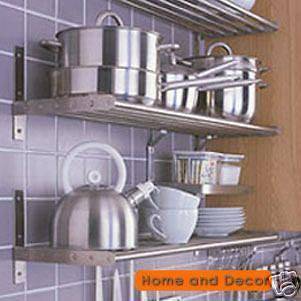 IKEA Stainless Steel Kitchen Pots Pans Rack/Wall Shelf GRUNDTAL