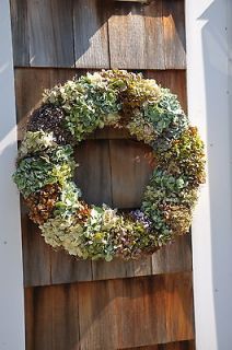 All Natural Air Dried MIXED HYDRANGEA Cottage Style Wall DOOR WREATH 