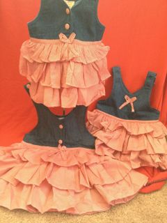   Girls Denim Ruffle Summer Dress Costume Glitz Party 18mos 7yrs NWT