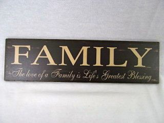 Family Blessings Wooden Sign   Primitive Rustic Country Decor